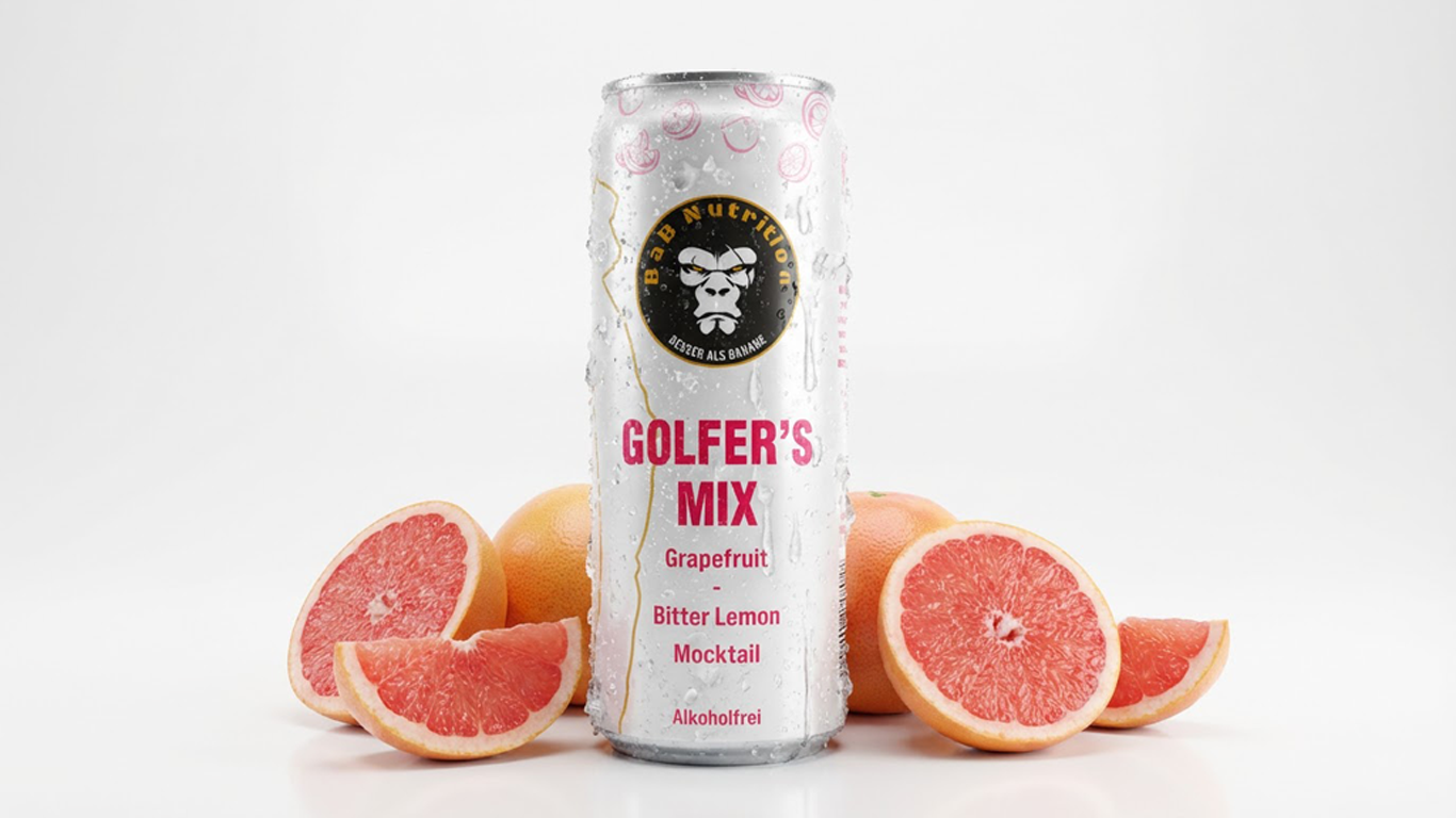BaB Nutrition GOLFER Getränk – Kalorienarmes Erfrischungsgetränk mit Pink Grapefruit Saft und Tonic-Geschmack. Die perfekte Erfrischung im Bag für 18 Löcher.